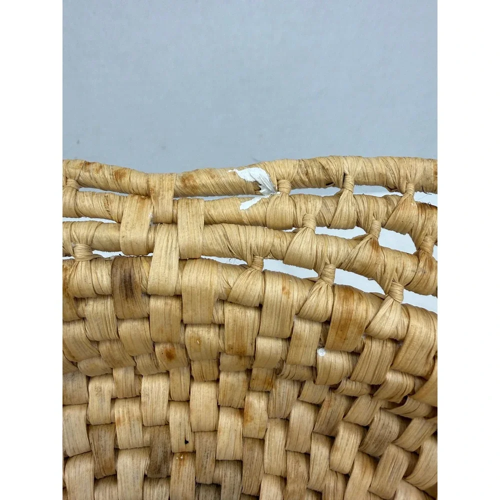 Vintage Woven Scalloped Edge Basket Tray Star Pattern Boho‎ Wall Decor 13